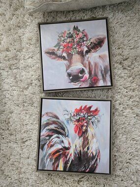 NWOT Cow & Rooster Country Chic Wall Hanging